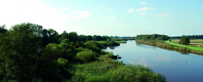 Landschaftsbild, das die Soeste und die umliegende Natur zeigt.