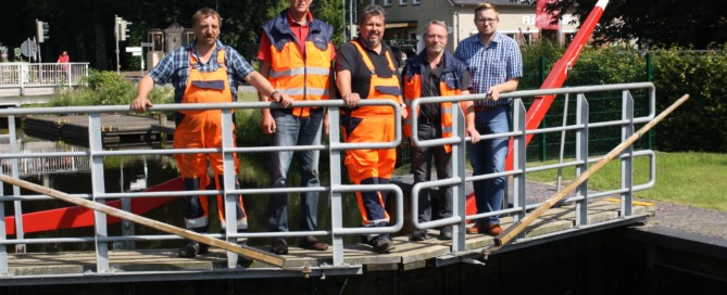 Foto von links: Ludger Thoben, Gregor Pekeler, Olaf Wolff, Carl-Heinz Coners, BM Nils Anhuth
