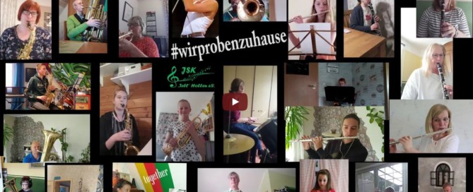 Die Jugendkapelle Tell Hollen probt von zuhause aus. Die einzelnen Videos werden dann zusammen geschnitten, sodass ein gemeinsames Werk entsteht.