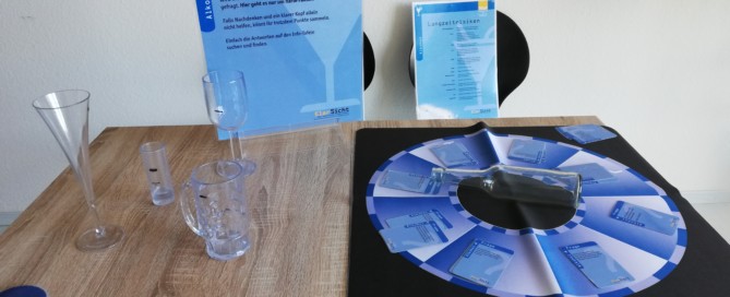 Eine Station des Mitmach-Parcours "KlarSicht" zum Thema Alkohol