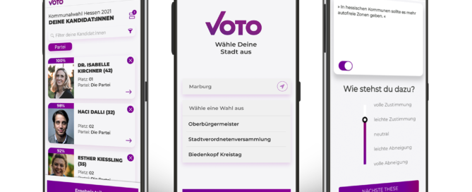 Aufbau der Voto-Plattform: So ähnlich wird die für die Gemeinderatswahl in Barßel genutzte digitale Wahlhilfe aussehen. Bildquelle: Team Tomorrow